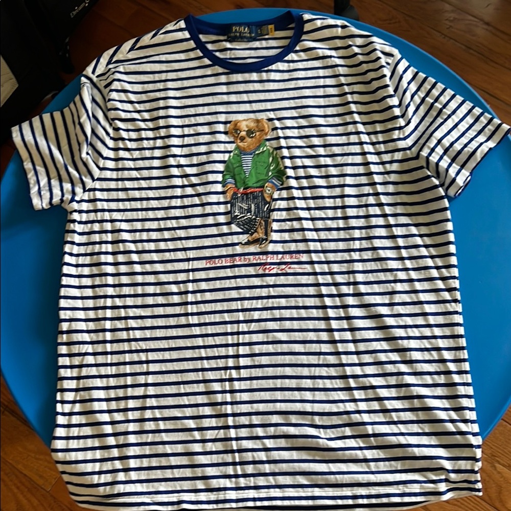Polo by Ralph Lauren Blue and White Short Sleeve Tee